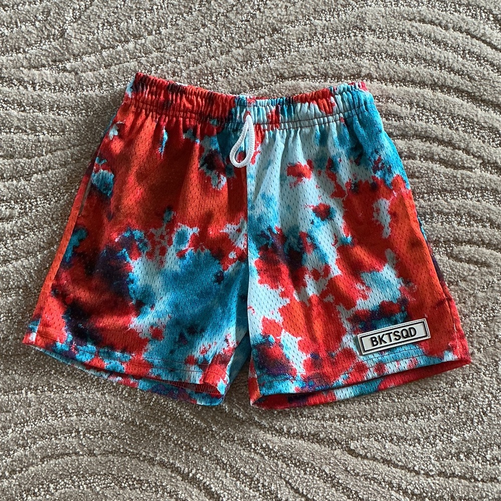 Bucket squad youth shirts - Red and Blue Tie-Dye Kids Shorts